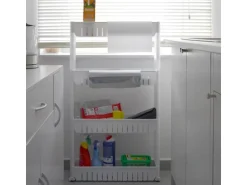 eyepower 4er Nischenwagen mit Regalen und Rollen 12,5 cm Weiß