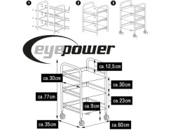 eyepower Servierwagen mit 3 Etagen 60 x 35 x 77 cm