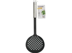 Fackelmann Abseihlöffel mit Ovalgriff 33 cm Silber-Schwarz