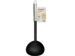 Fackelmann Schöpflöffel mit Ovalgriff 30 cm Silber-Schwarz
