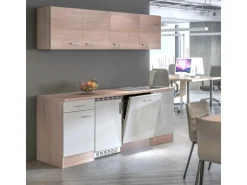 Flex-Well Classic Büroküche Florida 210 cm Weiß-Sonoma Eiche