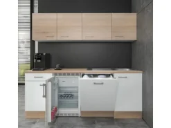 Flex-Well Classic Büroküche Florida 210 cm Weiß-Sonoma Eiche