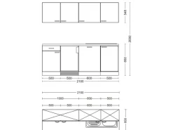 Flex-Well Classic Büroküche Florida 210 cm Weiß-Sonoma Eiche