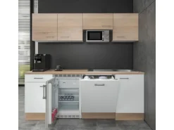 Flex-Well Classic Büroküche Florida 210 cm Weiß-Sonoma Eiche