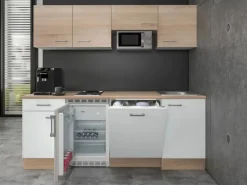 Flex-Well Classic Büroküche Florida 210 cm Weiß-Sonoma Eiche