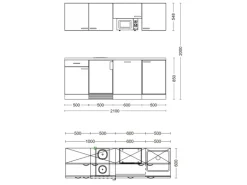 Flex-Well Classic Büroküche Florida 210 cm Weiß-Sonoma Eiche