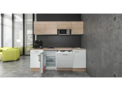 Flex-Well Classic Büroküche Florida 210 cm Weiß-Sonoma Eiche