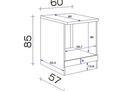 Flex-Well Classic Küchen-Herd-Umbauschrank Nano 60 cm Buche Nachbildung