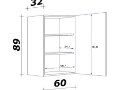 Flex-Well Classic Küchen-Oberschrank Nano 60 cm x 89 cm Buche Nachbildung