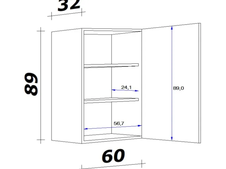 Flex-Well Classic Küchen-Oberschrank Nano 60 cm x 89 cm Buche Nachbildung
