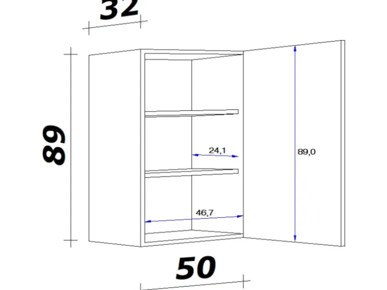 Flex-Well Classic Küchen-Oberschrank Nano 50 cm x 89 cm Buche Nachbildung