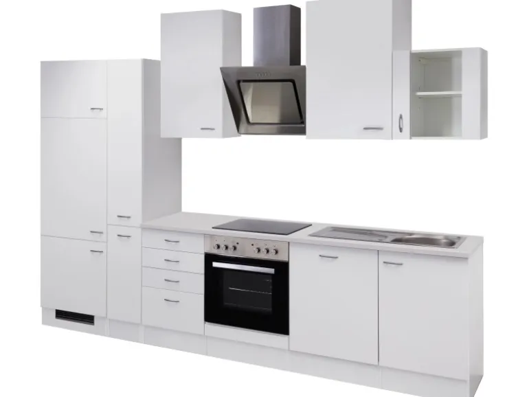 Flex-Well Classic Küchenzeile Wito 310 cm mit Apothekerschrank Weiß