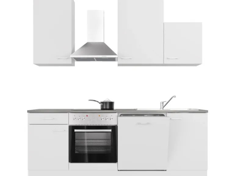 Flex-Well Classic Küchenzeile Lucca 220 cm Weiß matt - Caledonia