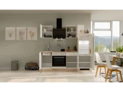 Flex-Well Classic Küchenzeile Florida 220 cm Weiß - Sonoma Eiche