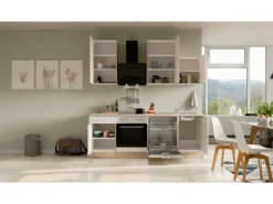 Flex-Well Classic Küchenzeile Florida 220 cm Weiß - Sonoma Eiche