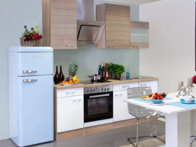 Flex-Well Classic Küchenzeile Florida 220 cm Sonoma Eiche-Weiß-Sonoma Eiche