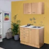 Flex-Well Classic Miniküche Nano 100 cm Buche Nachbildung