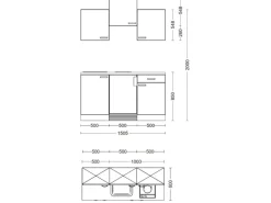 Flex-Well Classic Singleküche Florida 150 cm Weiß - Sonoma Eiche