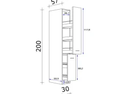 Flex-Well Exclusiv Apotheker-Hochschrank Capri 30 cm Schwarz Matt-Endgrain Oak