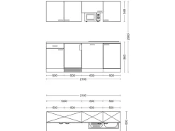 Flex-Well Exclusiv Büroküche Joelina 210 cm Weiß