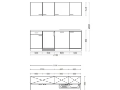 Flex-Well Exclusiv Büroküche Joelina 210 cm Weiß