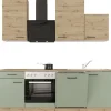 Flex-Well Exclusiv Küche 1701-017 Cara 220 cm Schilfgrün matt - Artisan Eiche