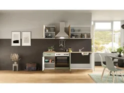 Flex-Well Exclusiv Küche 1601-036 Cara 210 cm Schilfgrün matt - Artisan Eiche