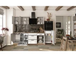 Flex-Well Exclusiv Küche 2327-019 Julia 280 cm Weiß matt-Cosmopolitan Eiche