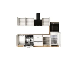 Flex-Well Exclusiv Küche 2327-019 Julia 280 cm Weiß matt-Cosmopolitan Eiche