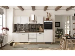 Flex-Well Exclusiv Küche 2320-016 Julia 280 cm Weiß matt-Cosmopolitan Eiche