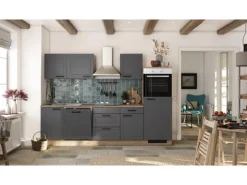 Flex-Well Exclusiv Küche 2320-016 Romeo 280 cm Anthrazit matt-Cosmopolitan Eiche