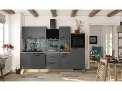 Flex-Well Exclusiv Küche 2327-000 Romeo 280 cm Anthrazit matt-Cosmopolitan Eiche