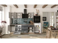 Flex-Well Exclusiv Küche 2327-000 Romeo 280 cm Anthrazit matt-Cosmopolitan Eiche