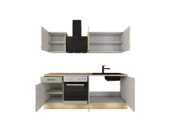 Flex-Well Exclusiv Küche 1601-005sWs Cara 210 cm Schilfgrün matt - Artisan Eiche