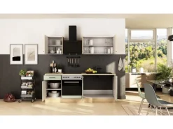 Flex-Well Exclusiv Küche 1601-005sWs Cara 210 cm Schilfgrün matt - Artisan Eiche