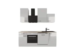 Flex-Well Exclusiv Küche 1701-017sWs Lund 220 cm Lichtgrau glänzend-Rauchgrau