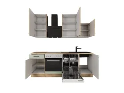 Flex-Well Exclusiv Küche 1701-017sWS Cara 220 cm Schilfgrün matt - Artisan Eiche