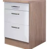 Flex-Well Exclusiv Küchen-Auszugsunterschrank Valero 60cm hgl. Weiß-Sonoma Eiche