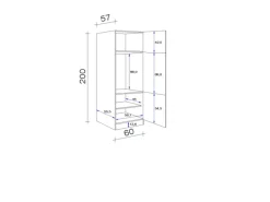 Flex-Well Exclusiv Küchen-Geräteschrank Lund 60cm 200cm Lichtgrau Gl.-Rauchgrau