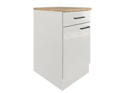 Flex-Well Exclusiv Küchen-Unterschrank Lund 50 cm Lichtgrau glänzend-Rauchgrau