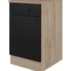 Flex-Well Exclusiv Küchen-Unterschrank Capri 50 cm Schwarz Matt-Endgrain Oak