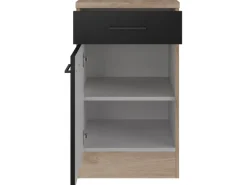 Flex-Well Exclusiv Küchen-Unterschrank Capri 50 cm Schwarz Matt-Endgrain Oak