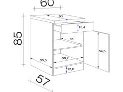 Flex-Well Exclusiv Küchen-Unterschrank Cara 60cm Schilfgrün matt - Artisan Eiche