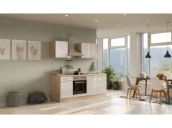 Flex-Well Exclusiv Küchenzeile Orlando 210 cm Kaschmir Glanz - Sonoma Eiche