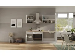 Flex-Well Exclusiv Küchenzeile 1601-036 Lund 210cm Lichtgrau glänzend -Rauchgrau