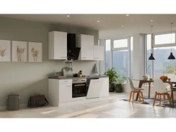 Flex-Well Exclusiv Küchenzeile Joelina 220 cm Weiß matt - Beton Grau