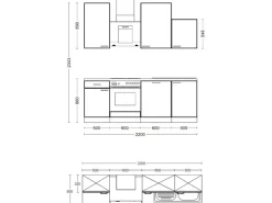 Flex-Well Exclusiv Küchenzeile Joelina 220 cm Weiß matt - Beton Grau
