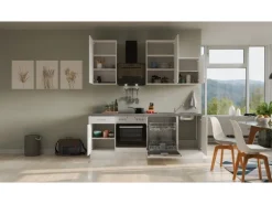 Flex-Well Exclusiv Küchenzeile Joelina 220 cm Weiß matt - Beton Grau