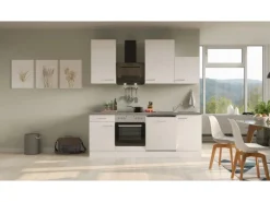 Flex-Well Exclusiv Küchenzeile Joelina 220 cm Weiß matt - Beton Grau