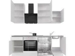 Flex-Well Exclusiv Küchenzeile Joelina 220 cm Weiß matt - Beton Grau